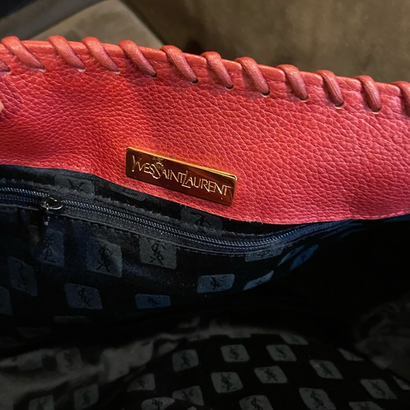 YSL Red Pebble Leather Tote Bag - Picture 13 of 16